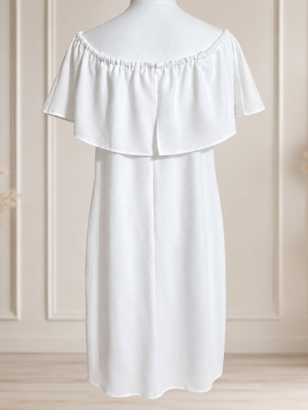 Charles Henry White Off-The-Shoulder Flutter Sleeve Midi Dress | Size L NWOT - Picture 3 of 7